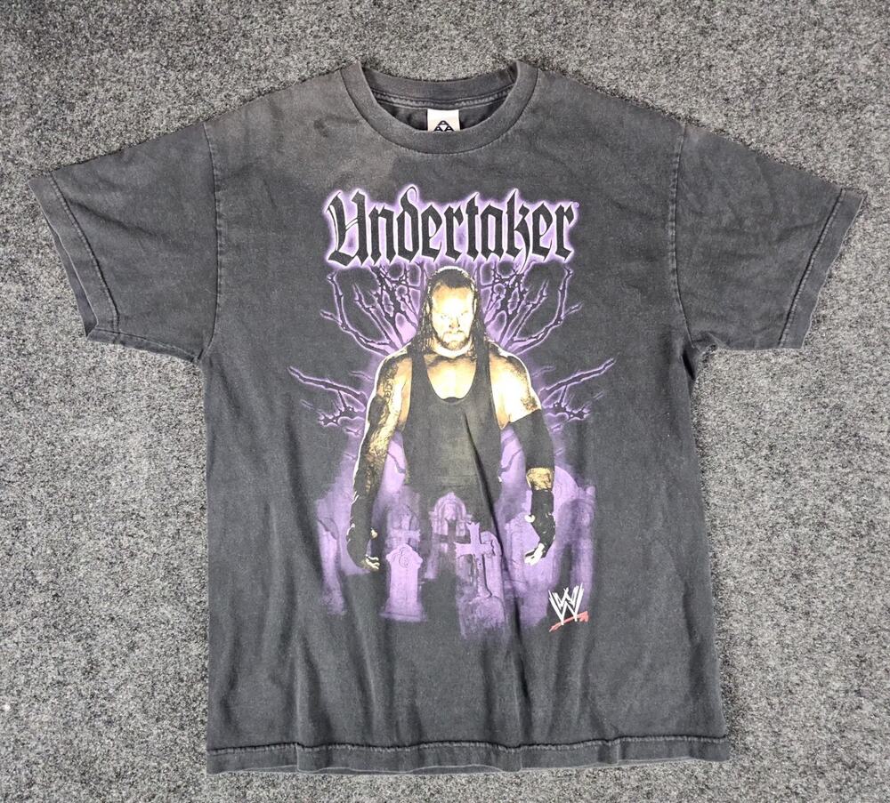 Vintage Undertaker WWF WWE Wrestling Shirt Black Size Large AAA Tag Y2K
